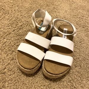 White Steve Madden Strappy Platform Sandals